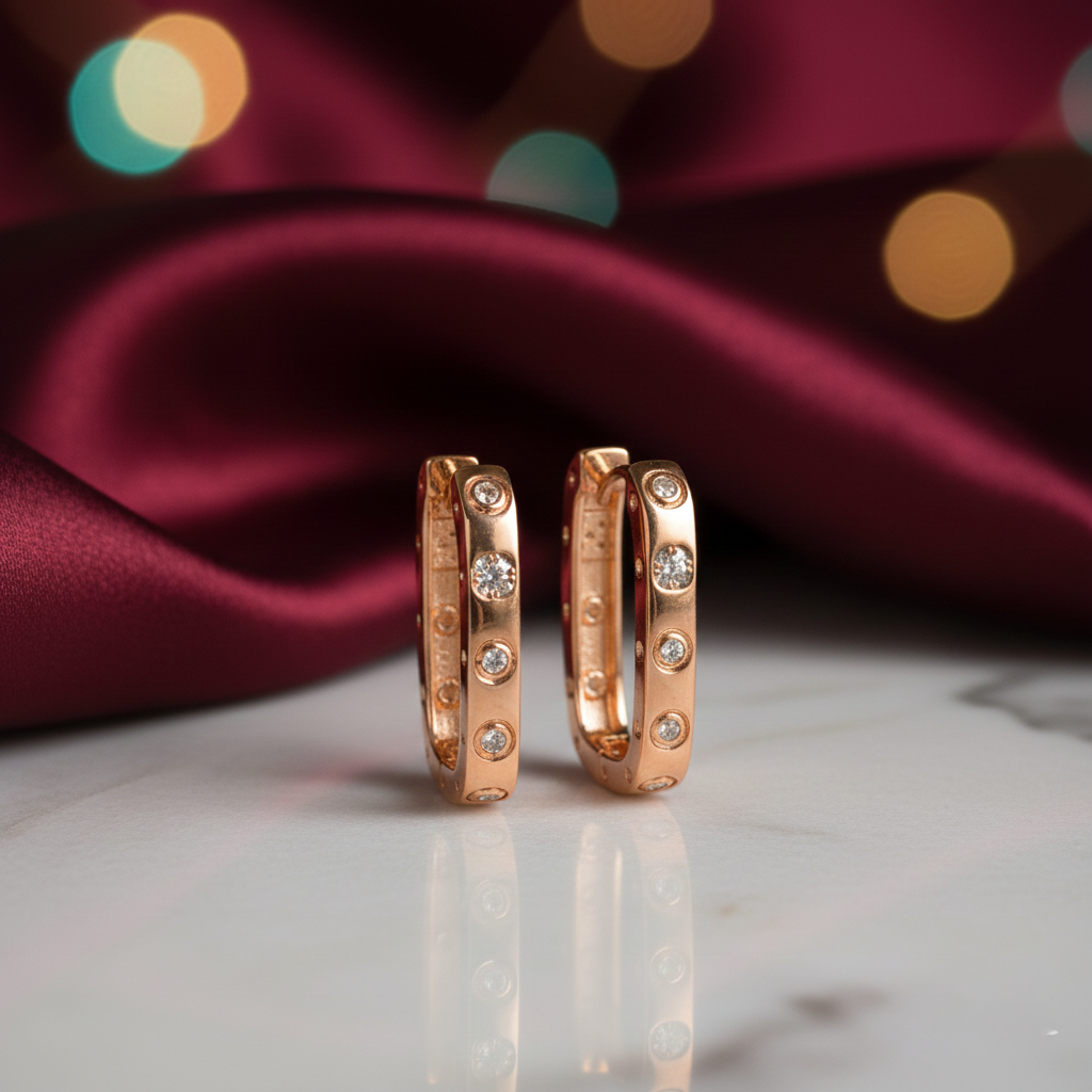 Diamond Love Earrings - Rose Gold